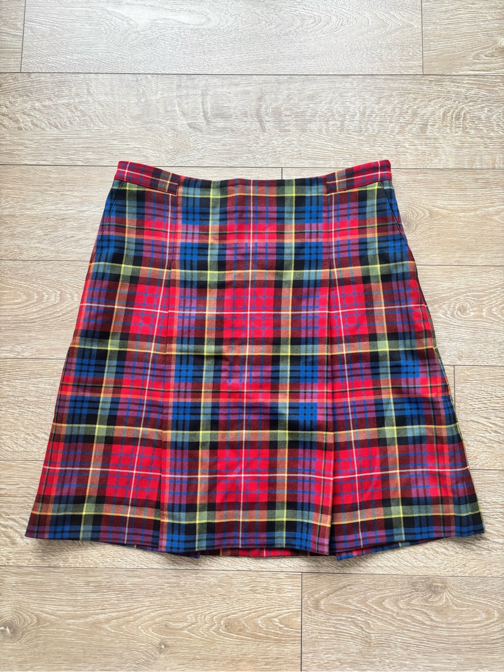 Brooks Brothers Red Fleece Mixed Tartan Wool Pleated Skirt | Size 8 | Multicolor